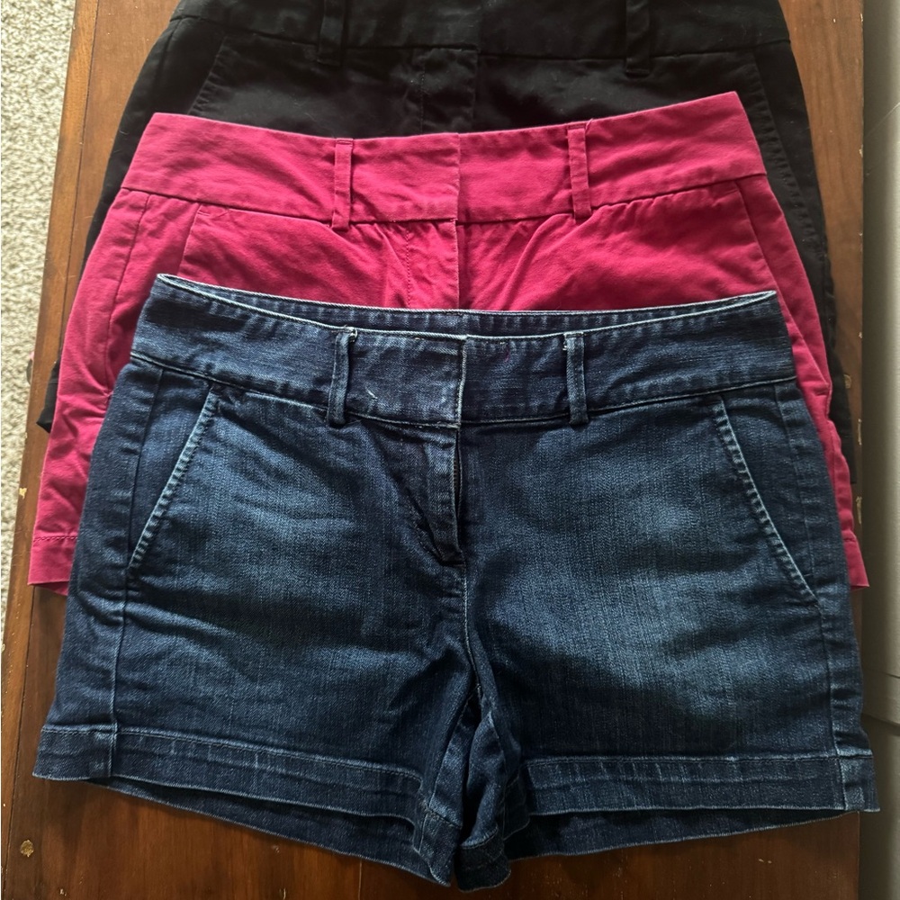 LOFT Black and Pink Jean Shorts Mid-Thigh Length